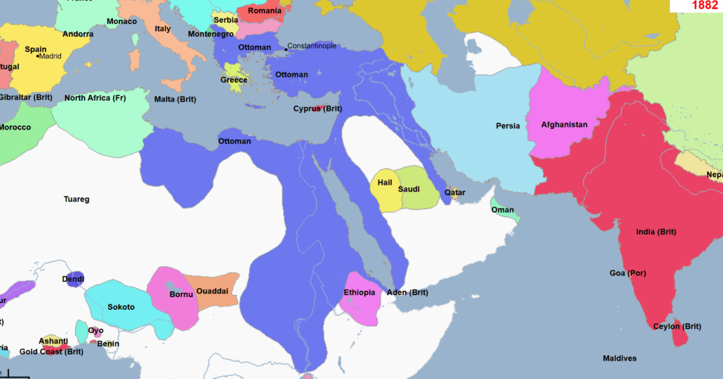 世界地図、1882年、オスマン帝国