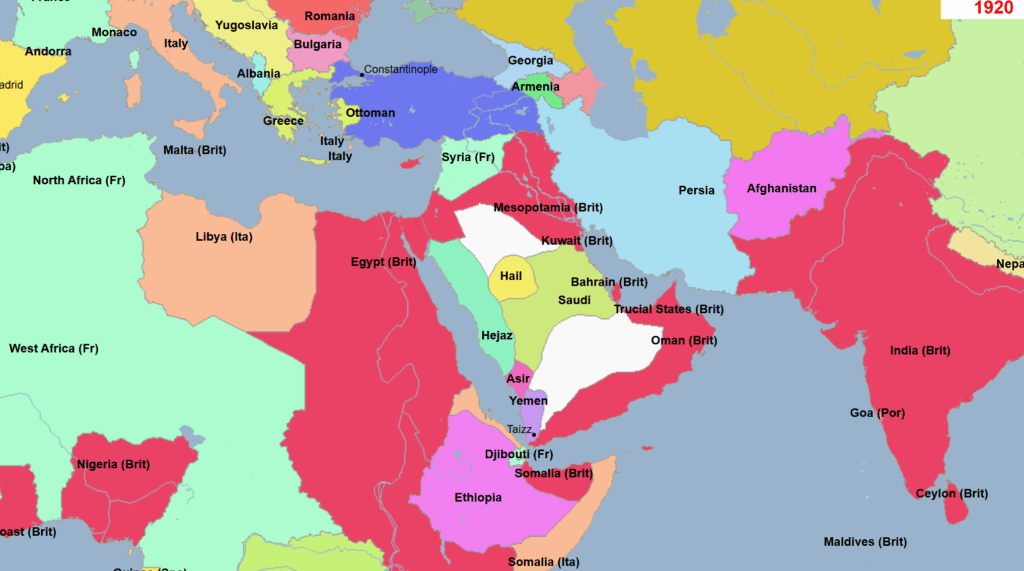 世界地図、1920年、オスマン帝国