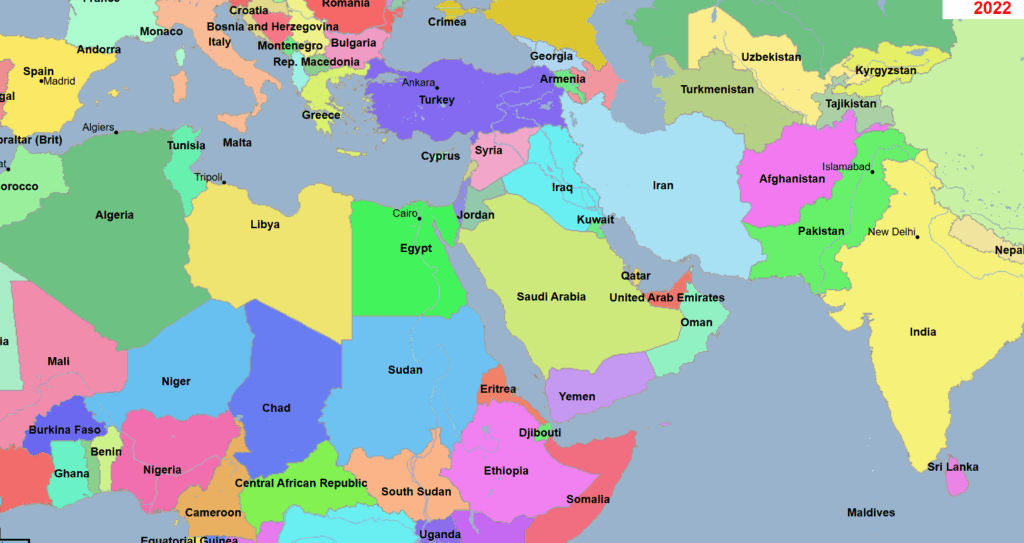 世界地図、2022年、オスマン帝国