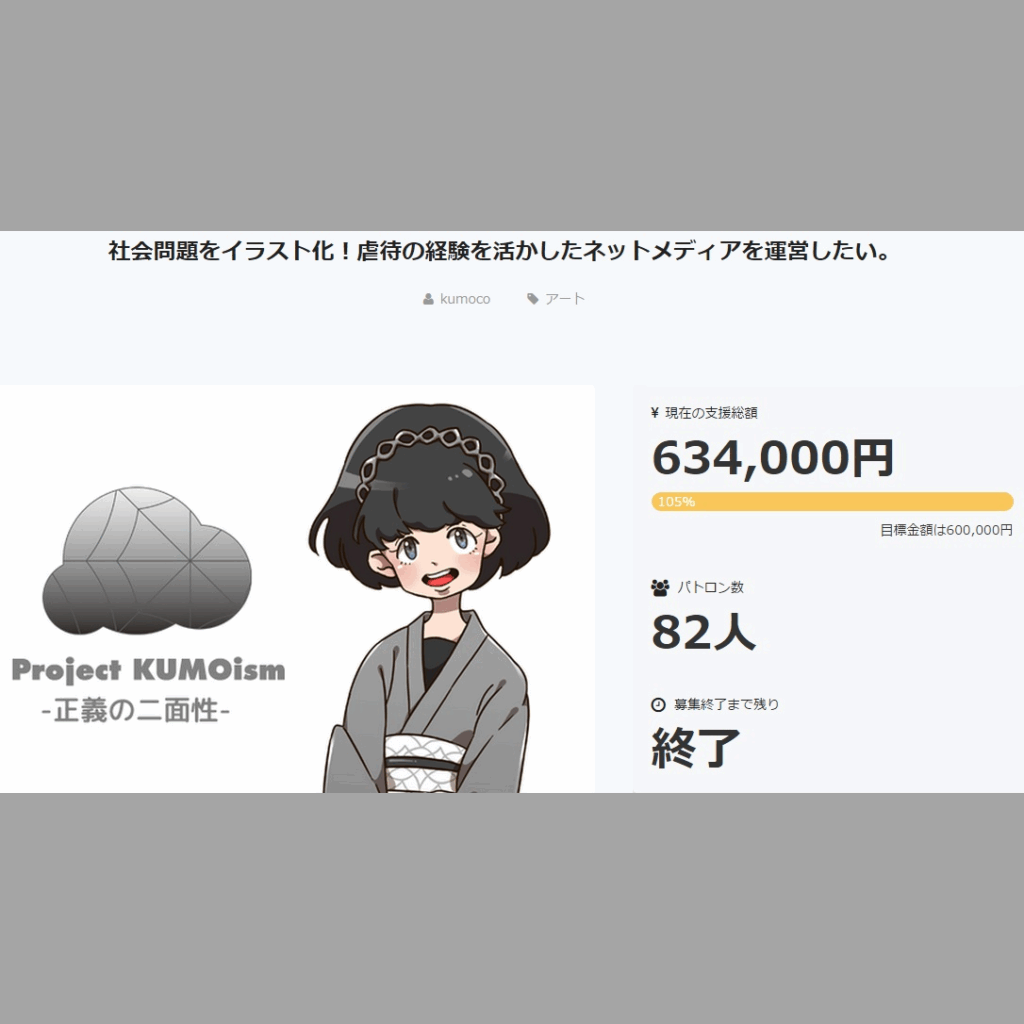 KUMOismのクラウドファンディング、campfire